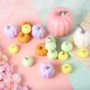 Yerliker 18 Pcs Pastel Color Thanksgiving Day Assorted Sizes Artificial Pumpkins Fall Decorative Pumpkins Foam Pumpkin for Thanksgiving Harvest Decorations Home Table Centerpiece Party Decor