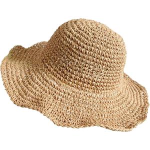 Sun Hats for Women, Oversize Large Straw Bucket Hat for Beach Summer Vacation Wide Brim Handmade Packable Travel UPF 50+ (Khaki)