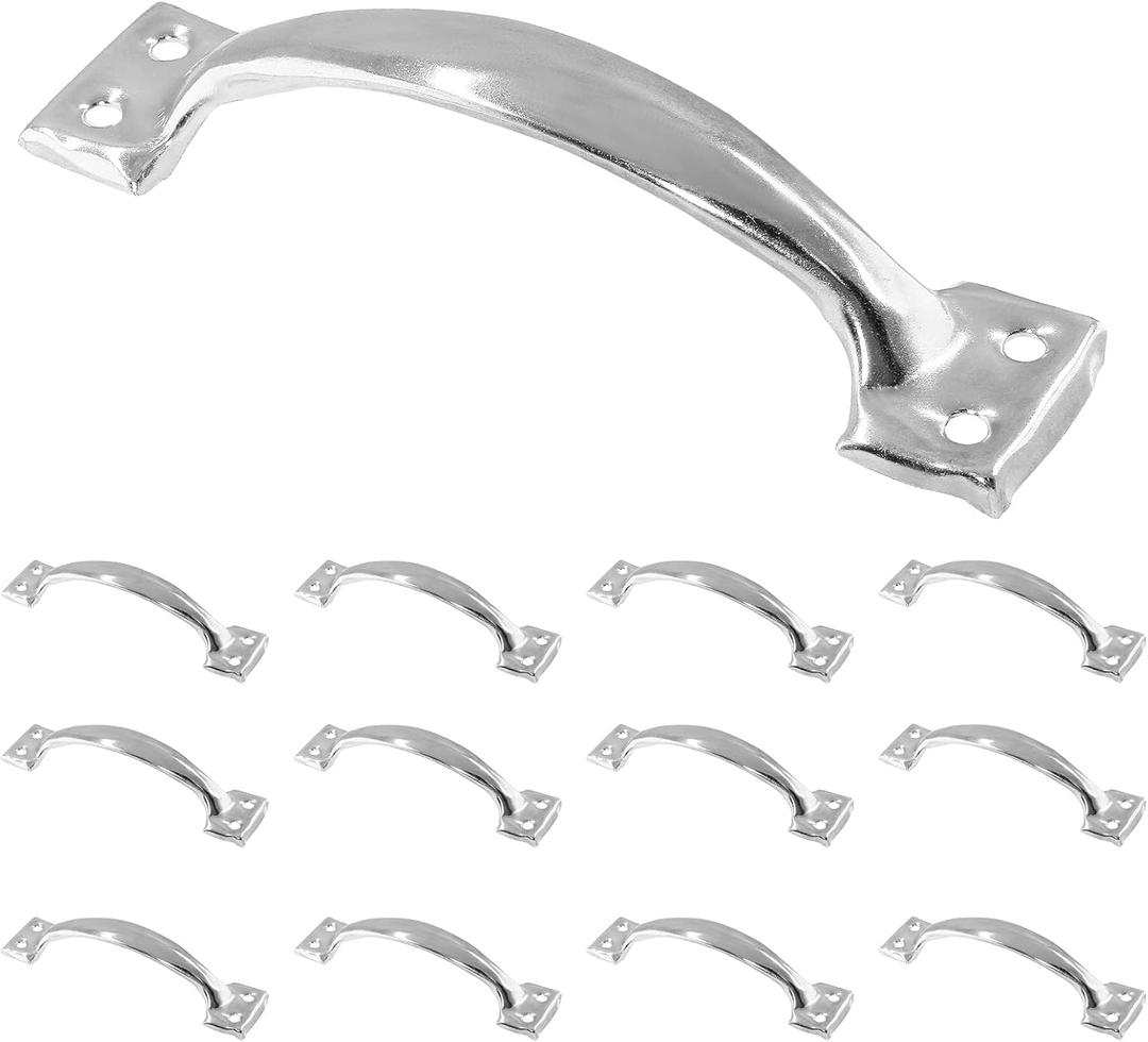 20 Pcs 4 Metal Door Handles Bow Handle, Large Door Pulls Vintage barn Door Handles for Furniture Cabinets Kitchen Drawer Dresser Gate - Rustic, Silver