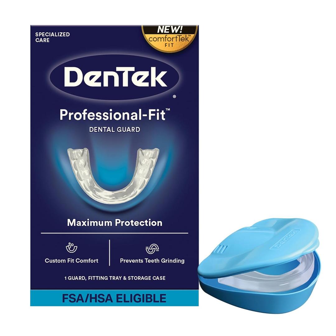 DenTek Professional-Fit Dental Guard, Mouth Guard for Grinding Teeth, 1 Ct
FDA-Cleared, Mouth Guard for Grinding Teeth at Night, Custom Fit, Maximum Protection, Prevents Teeth Grinding, BPA Free