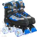 Nattork Roller Skates for Kids Boys Girls, 4 Size Adjustable Rollerskates with Light Up Wheels for Children Beginners for Outdoor Indoor (Small (9C-12C), Blue)
