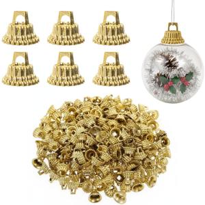 200Pcs Christmas Ornament Caps, 0.51Inch Plastic Gold Ball Ornament Tops Covers Replacement for DIY Crafts Christmas Decorations