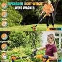 Electric Weed Wacker Cordless Battery Powered, Weed Cordless Eater with 2X 21V/4.0Ah Battery Operated & Wheels 3 Types Blades, 3 in 1 Stringless Grass Trimmer