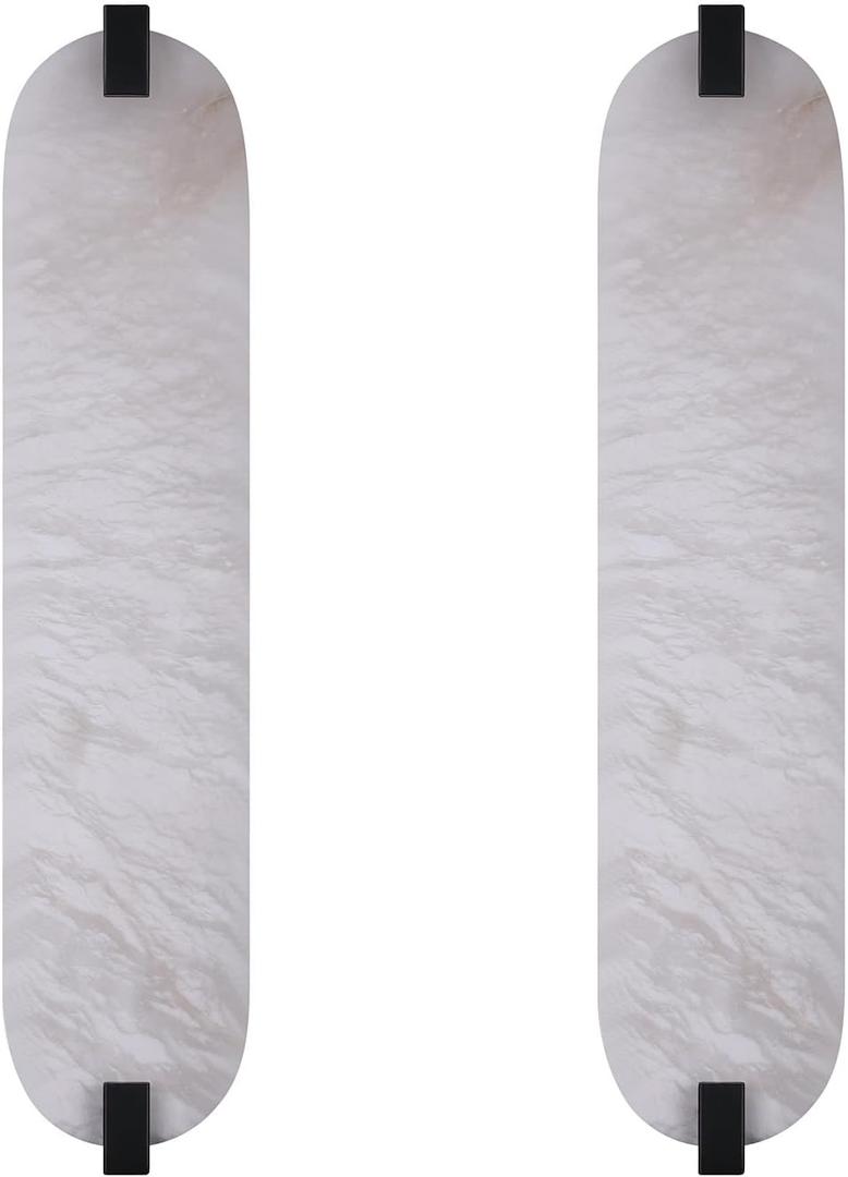 2 Pack 4 Light 25" Natural Alabaster Oval Marble Farmhouse Bathroom Black Wall Sconce