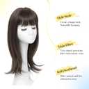 PANEWAY Hair Topper With Bangs Straight 18inch Toppers 6.5 6.5 Base Premium Synthetic Hair Pieces For Women-Soft Brown