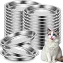 24 Pcs Stainless Steel Cat Bowls, Shallow Cat Dishes for Food and Water Whisker Fatigue Relief Heavy Duty Pet Dish Food Replacement for Small Cats and Dogs(6.4 inches)