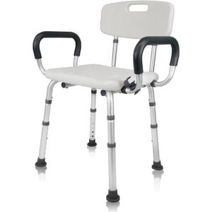 Shower Chair Seat with Arms and Back, Padded Handicap Shower Chair for Inside Shower, Adjustable Heavy Duty Shower Bench for Adults, Elderly and Disabled, Tool (Upgrade Shower Chair) (One Size)