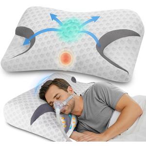 IKSTAR CPAP Pillow for Side Sleepers – Fits All CPAP Mask Types – Adjustable Memory Foam with Contoured Cutouts for Side, Back & Stomach Sleepers – Reduces Air Leaks & Mask Pressure a Better Sleep
