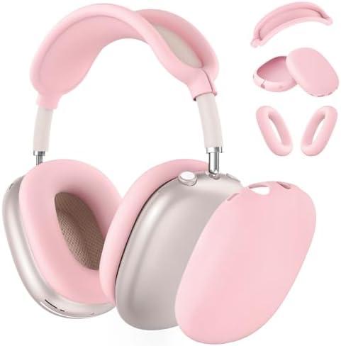 Silicone Case Cover for AirPods Max Headphones, Ear Pad Case Cover/Ear Cups Cover/Headband Cover for AirPods Max (USB-C/Lightning)(2024/2020),Accessories Silicone Protector for Apple AirPods Max, Pink