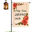 LOPANNY Large Garden Flag Holder Stand Pole for 28 x 40 Flags with Shepherds Hooks for Outdoor - Upgraded Sturdy 60 Inches Yard Flag Post Stake Perfect for Outdoor Decor(without Solar Lights & Flag)