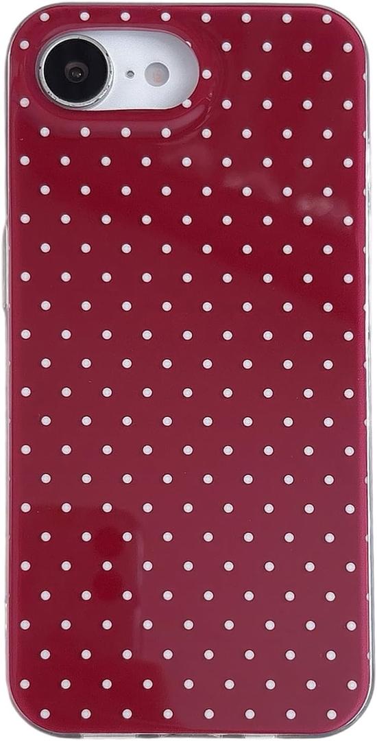 QLTYPRI Cute Phone Case for iPhone 17e/iPhone 16e Case Polka Dot Fashion Aesthetic Design for Women Girls, Slim TPU Shockproof Protective Phone Cover for iPhone 17e/16e - Wine Red