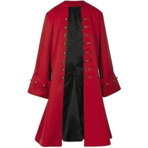 Men Pirate Coat Jacket Costume Medieval Steampunk Vintage Frock Tailcoat Halloween Pirate Cosplay (Large, Red)