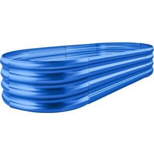 Land Guard Galvanized Raised Garden Bed Kit, Galvanized Planter Raised Garden Boxes Outdoor, Oval Large Metal Raised Garden Beds for Vegetables 4 x 2 x 1ft(1pcs) (Blue)