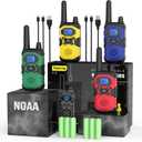 Walkie Talkies for Adults Rechargeable Long Range 4 Pack, Family 2 Way Radio NOAA Walkie-Talkies with USB Cable 4500mAh Battery Lanyard for Farm Warehouse Working Camping Hiking Skiing Cruise (Blue Green Red Yellow)