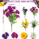 2 Set Artificial Outdoor Flowers with Hanging Baskets,24 Pcs UV Resistant Faux Petunias Flowers with Hanging Planter for Front Door Porch Spring Outside Decor (2, White,Yellow,Purple,RedViolet)