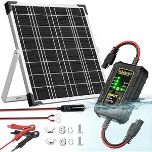 SUNAPEX 12V Solar Battery Charger: 25W Waterproof Solar Panel Kit- Aluminum Trickle Charger for Car Battery with MPPT Controller - Battery Tender Motorcycle Boat Marine RV Trailer Tractor Truck