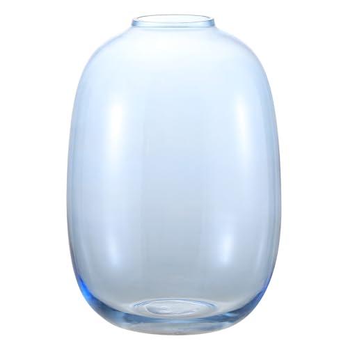YANWE1 Blue Glass Vase, Large Glass Vase for Flowers, Tall Flower Vases, Modern Round Vases for Living Room, Bedroom, Kitchen, Mantle, Shelf, Wedding, Office, Entryway, 10 Inches
