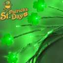 [Timer & 8 Modes] 6 Ft 48 LED St Patricks Day Garland, St Patricks Day Decorations St Patricks Garland with Shamrock Lights St Patricks Day Lights St Patricks Day Decor for Home Table Mantle Porch