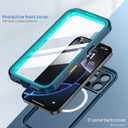 Lanhiem Magnetic for iPhone 16 Pro Case, IP68 Waterproof Dustproof Case, [Compatible with Magsafe] [Built-in Screen Protector] Full Body Heavy Duty Rugged Phone Cover 6.3 inch, Blue/Clear