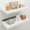 24" Width Floating Shelves, Wall Shelves for Bathroom/Living Room/Bedroom/Kitchen Decor, White Shelves with Invisible Brackets Set of 2