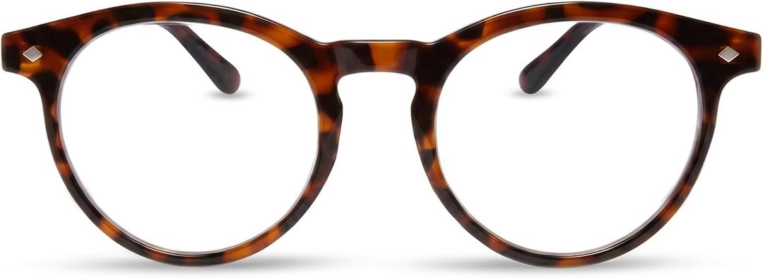 2SeeLife Large Round TR-90 Reading Glasses for Men & Women – Medium-Large Fit, Durable, Spring Hinges, Blue Light Readers, Brown Tortoise, +2.75