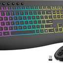 Wireless Keyboard and Mouse Combo, 9 Backlit Effects, 4000mAh Rechargeable Backlit Keyboard with Wrist Rest, 6 Button Mouse, 2.4G Full Size Quiet Keyboard Set for Computer, PC, Laptop, Mac, Windows