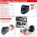 Universal 3pcs Rocker Switch LED Light & Rear Light & USB Power Charge Toggle Switch Blue Backlit 20A 12V Compatible with ATV UTV RZR Ranger Maverick Commander SUV