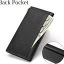 GOIACII Slim Wallet for Women Rfid Blocking Credit Card Holder with Zip Pocket Bifold Vegan Pebble Leather Black