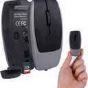 Mini Bluetooth Wireless Mouse with TF Card Reader, Rechargeable, Silent Click, Portable for Laptop, PC, Travel, Office & Home Use (Grey)