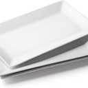 DOWAN 14" Serving Trays, Serving Platters, Ceramic Serving Platters and Trays, Rectangle Plates, Set of 3, for Weddings, Parties, Oven, Microwave, Dishwasher, Heat Resistant, Easy to Clean, White