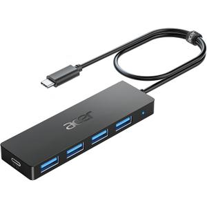 Acer USB C Hub 4 Ports, Multiple USB 3.0 Hub, USBC Splitter for Laptop with TypeC Power Port, Extender for Type C Port Laptop, PC, Desktop and More (USB-C, 4ft)