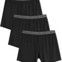 DAVID ARCHY Moisture Wicking Viscose Men's Boxers Silky Soft and Breathable Boxers for Men with Button Fly 3 Pack (Large, Black)