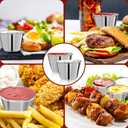 DJZZ 50 Pcs Metal Sauce Cups 2.5oz Ramekins, Stainless Steel Dipping Sauce Cups Metal Condiment Container Reusable Round Butter Dressing Restaurant Small Bowls (50)