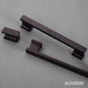 Alzassbg 10 Pack Matt Black Cabinet Knobs, 1.46 Inch(37mm) Rectangle Kitchen Hardware Knobs for Cabinets and Drawers AL6061MB