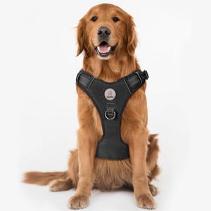 Dog Harness for Large Dogs, No Pull Pet Harness with 2 Metal Rings and Control Handle, Adjustable Soft Dog Vest with Reflective Strips, Easy Walking for Extra Large Dogs, Black, XL (X-Large)