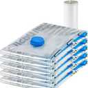 Amazon Basics Vacuum Compression Space Saving Storage Bags with Hand Pump, Large, Pack of 5, Clear