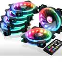 DS 6Pack 120MM RGB PC Cooling Fans, LED Case Fans with Remote Control for Computer, PC Case CPU Coolers, Radiators System (8th GEN Hub Box, A Series)