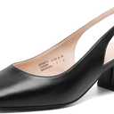 DREAM PAIRS Women's Low Chunky Heels Slingback Square Toe Block Dress Shoes Closed Toe Comfortable Wedding Work Pumps (8.5, Black)