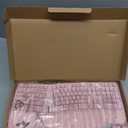 MEETION Ergonomic Keyboard and Mouse Combo, 2.4G Cordless Split Keyboard with Cushioned Palm Rest, Vertical Wireless Mouse, Natural Typing Full Size Keyboard, for Windows/Mac Pink