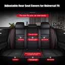 Amooca Car Seat Covers Full Set Automotive Seat Protection Fit for Most Cars SUVs Front & Back Seats Waterproof Nappa Leather Car Seat Cushion Protector Black & Red