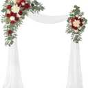 Artificial Wedding Arch Flowers Kit(Pack of 3),2Pcs Artificial Flower Arch Decor,1Pcs Sheer Drape for Wedding Ceremony Arbor for WeddingCeremony (Burgundy Wedding)