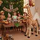 Meooeck 55 Inch Giant Giraffe Stuffed Animal, Large Plush Toy for Kids Lifelike Standing Toys Stuffed Tall Giraffe for Birthday, Home Nursery Decor
