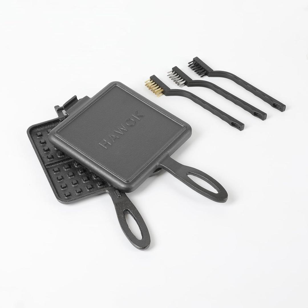 HAWOK Cast Iron Square Waffle Iron Waffle Maker