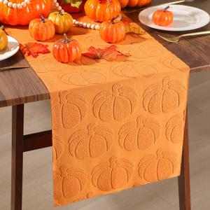 Fall Thanksgiving 3D Pumpkin Table Runner 13x72 Inches Jacquard Autumn Harvest Table Runner Seasonal Harvest Thanksgiving Kitchen Dining Decoration for Home Indoor Outdoor Party Decor
