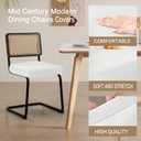 Velvet Chair Seat Covers for Mid Century Modern Dining Chairs, Armless Accent Chairs Seat Slipcovers Pack of 4 (Off White)