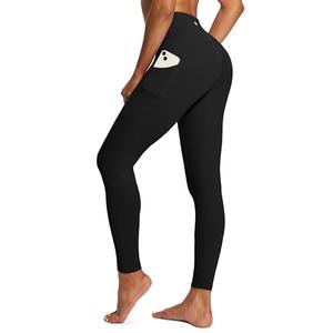 IUGA High Waist Yoga Pants with Pockets, Leggings for Women Tummy Control, Workout Leggings for Women 4 Way Stretch Black M,L