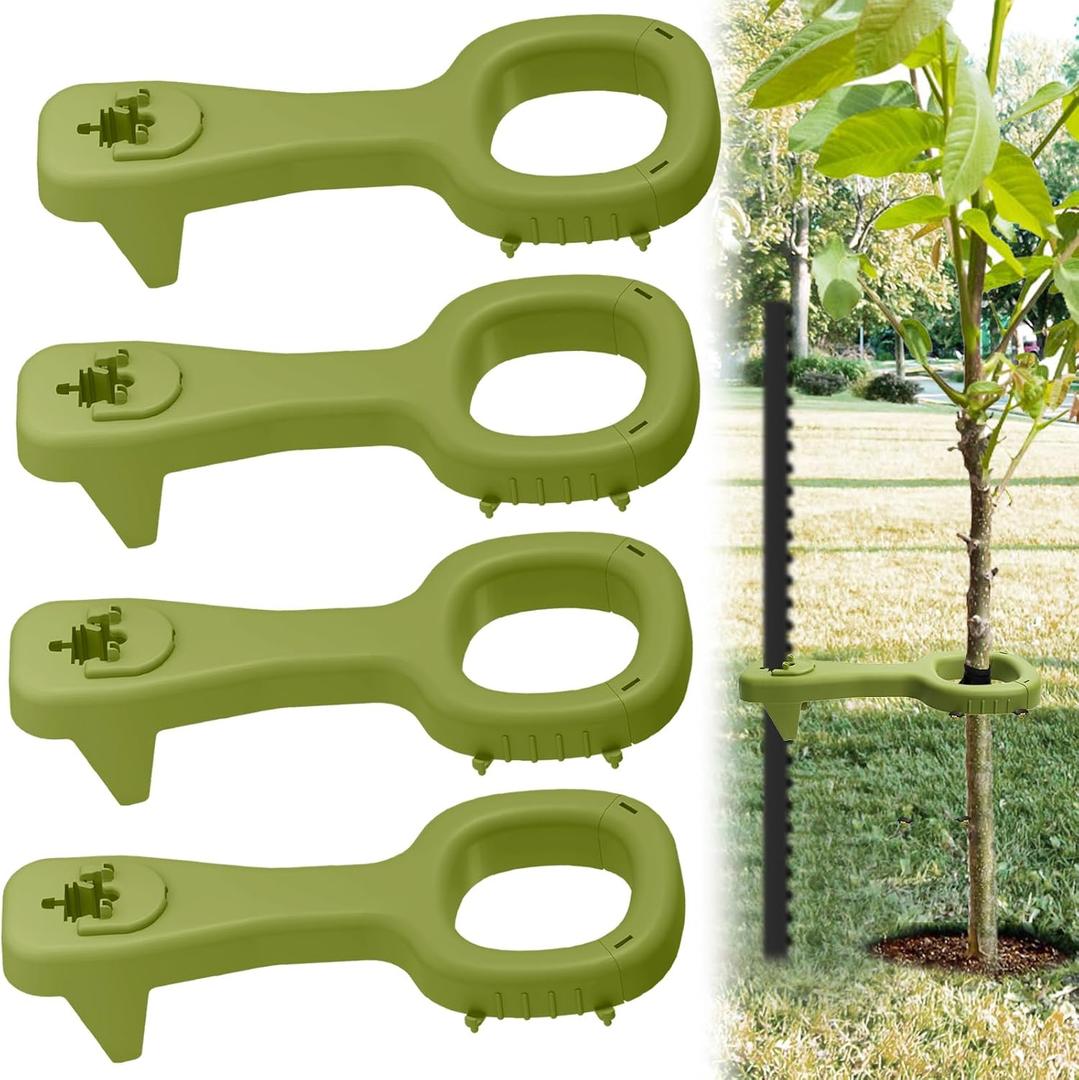 Tree Supports Young Trees, 4 PCS Tree Holder Stabilizer Support Trees Straightening Kit for Leaning Tree, Greater Stability Can Withstand Severe WeatherUnincluded T-Posts