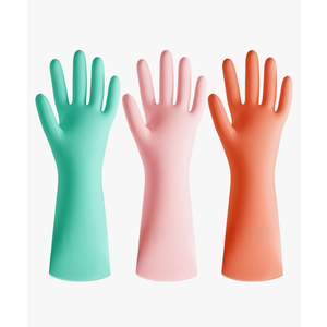 Rubber Cleaning Dishwashing Kitchen-Gloves - 3 Pairs Colorful Dish Gloves,Reusable Rubber Gloves for Dishwashing