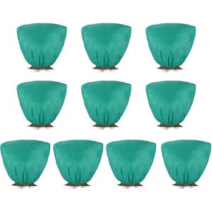 10 Pcs Winter Plant Covers Freeze Protection 23.6x39.3 Inch Horizontal Shrub Tree Rose Plant Protection Bags Frost Blanket with Drawstring for Fall Winter Outdoor Garden Planting (Green)
