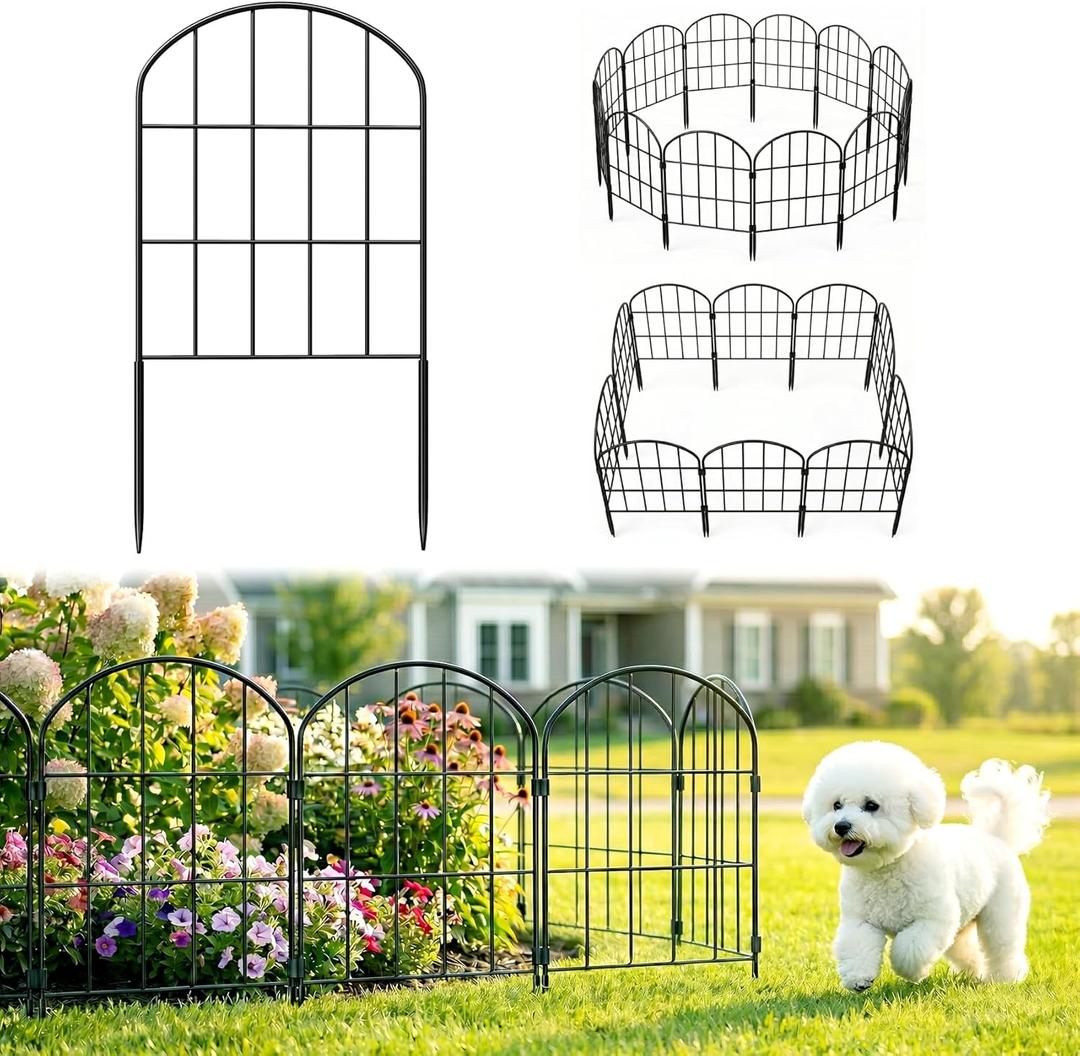 20.58ft (L) x 24in (H) Decorative Garden Fence Panels - Animal Barrier Fence No Dig Fencing Rustproof Metal Wire Edging Panel Border Apply to Dog Fencing for Yard Outdoor Decor Flower Beds